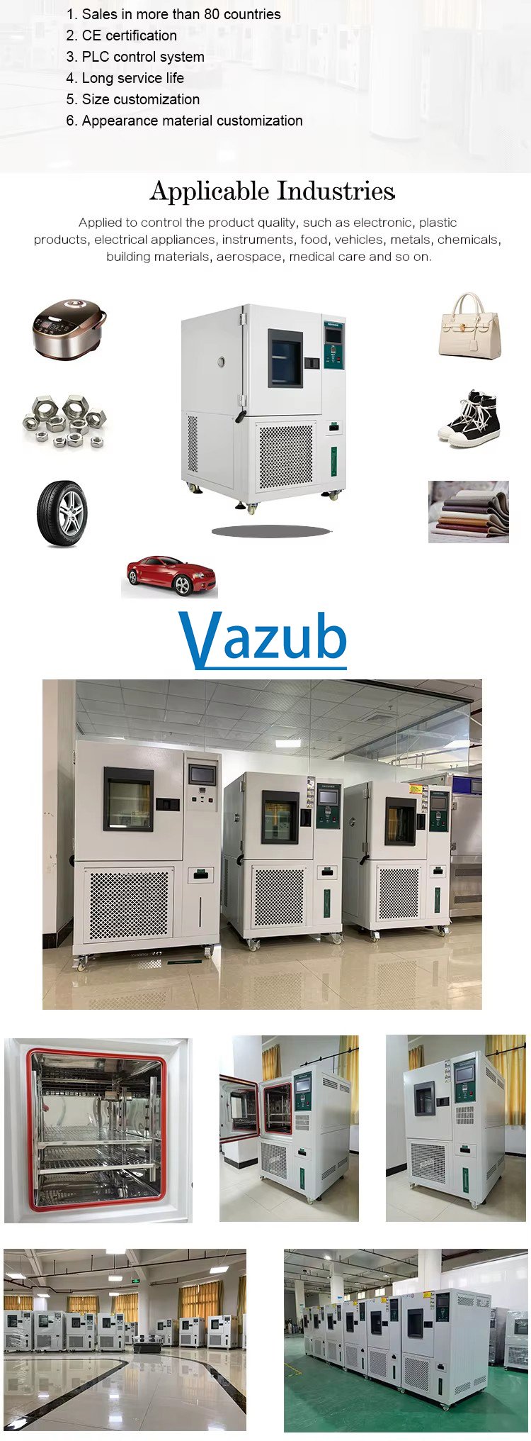 Vazub -70℃~+150℃ Laboratory Simulated Climate Programmable Temperature And Humidity Control Testing Climate Chamber Manufacturer